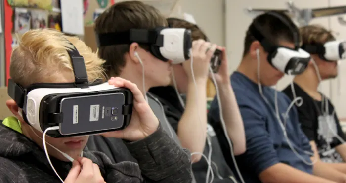 Students take a virtual reality trip inside a Syrian refugee camp