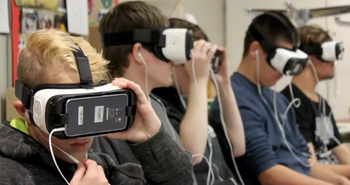 Students take a virtual reality trip inside a Syrian refugee camp