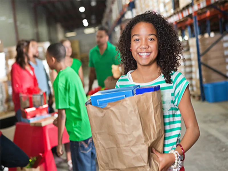 Girl holding bag